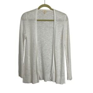 EILEEN FISHER White Organic Linen Cotton Knit Open Front Cardigan Sweater XS TP